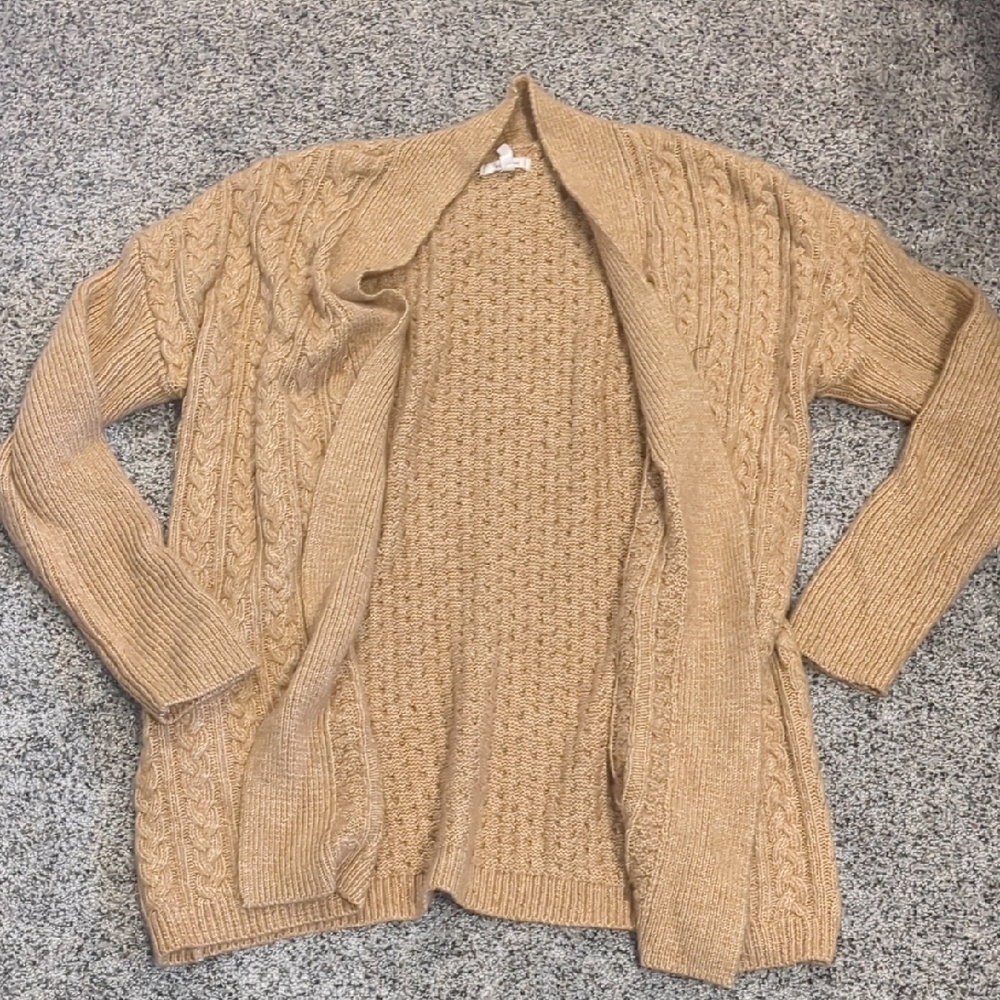 Maurices Tan Cable Knit Cardigan Sweater